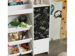 Accesorios De Almacenaje|Estantería infantil con 8 compartimentos y tablero de dibujo, color