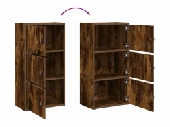 Clicnbuy Estantería madera de ingeniería roble ahumado 40x24x77 cm Marru00f3n Hot