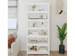 Clicnbuy Estantería madera maciza de pino blanca 80x35x183 cm Blanco Discount
