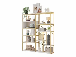 Estantería moderna 160x29,5x180 cm - Estantes a varios niveles - Estructura de tubos de acero y MDF - Forma rectangular - y blanco^ModernLuxe Hot