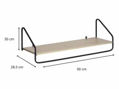 Estantería mural de madera y metal L90 cm NELO^ Online