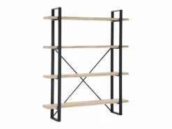 Basic Estantería|Estantería Plank 4 estantes metal roble nordish/negro 180x150x30 cm Adec