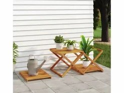 Estantería plegable 3 alturas madera acacia marrón 43x31x63 cm^Clicnbuy