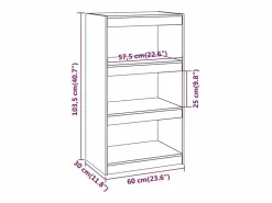 vidaxl Estantería|Estantería/divisor de espacios madera pino 60x30x103,5cm