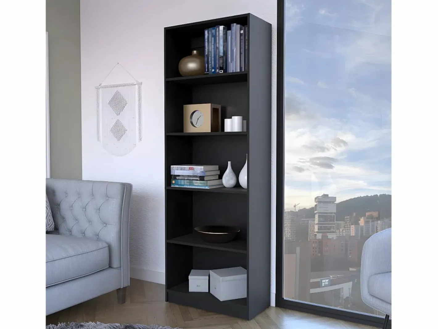 TuHome Armario Oficina|Estanteria Recta 4R Home en Melamina con 5 estantes , 180.59 cm X 62.73 cm X 29.71 cm ,