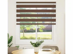 Clicnbuy Persianas De Interior|Estor cebra marrón 135x100 cm tejido ancho 130,9 cm poliéster