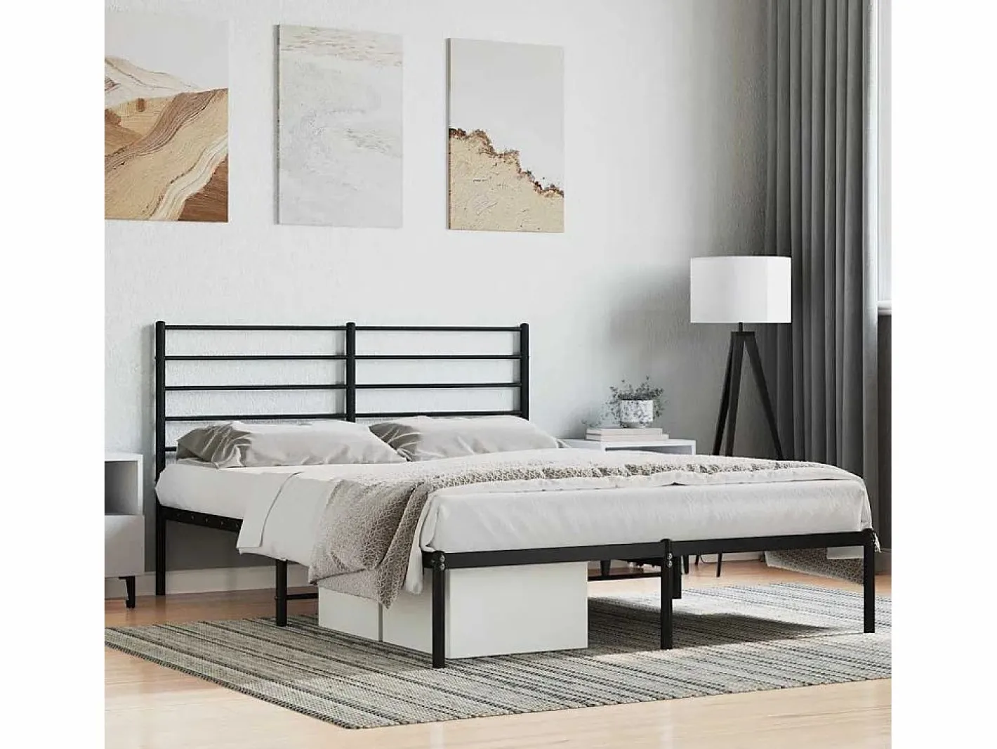 vidaxl Somier - 140X190Cm|Estructura cama sin colchón con cabecero metal 140x190 cm