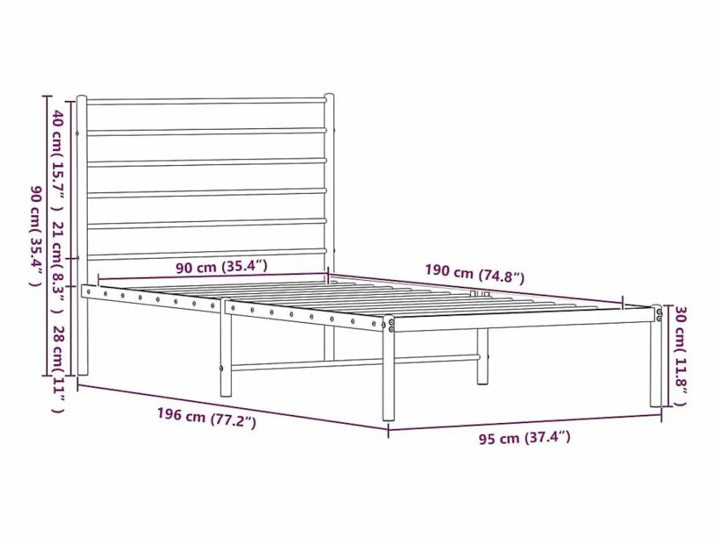 Estructura cama sin colchón con cabecero metal 90x190 cm^vidaxl Clearance