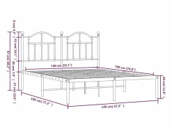 vidaxl Estructura cama sin colchón con cabecero metal 140x190 cm Negro