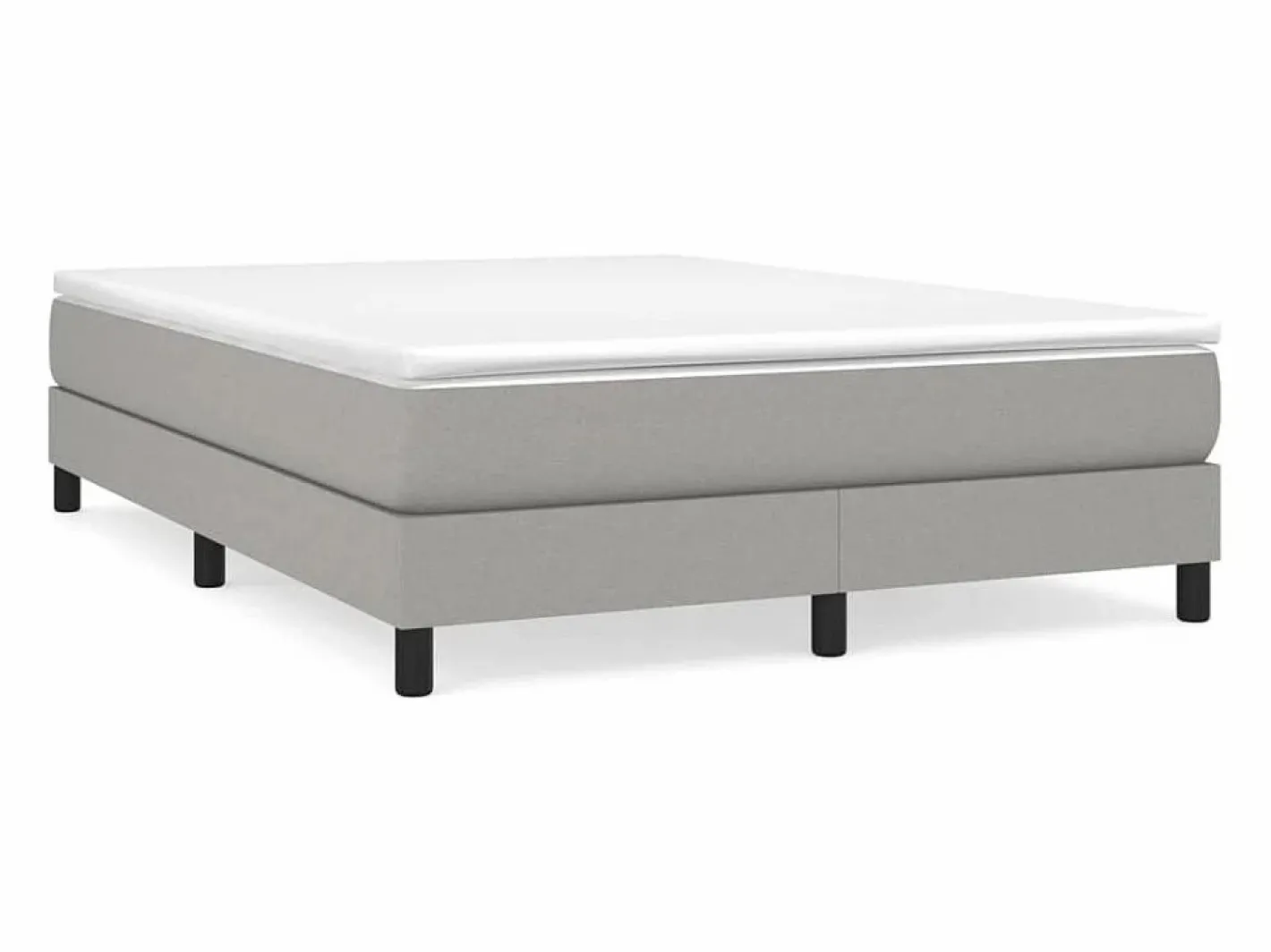 Clicnbuy Somier - 140X190Cm|Estructura de cama box spring tela gris claro 140x190 cm