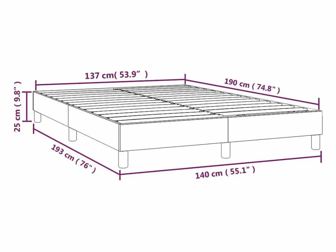 Clicnbuy Somier - 140X190Cm|Estructura de cama box spring tela gris claro 140x190 cm