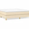 Clicnbuy Somier - 160X200Cm|Estructura de cama box spring tela color crema 160x200 cm
