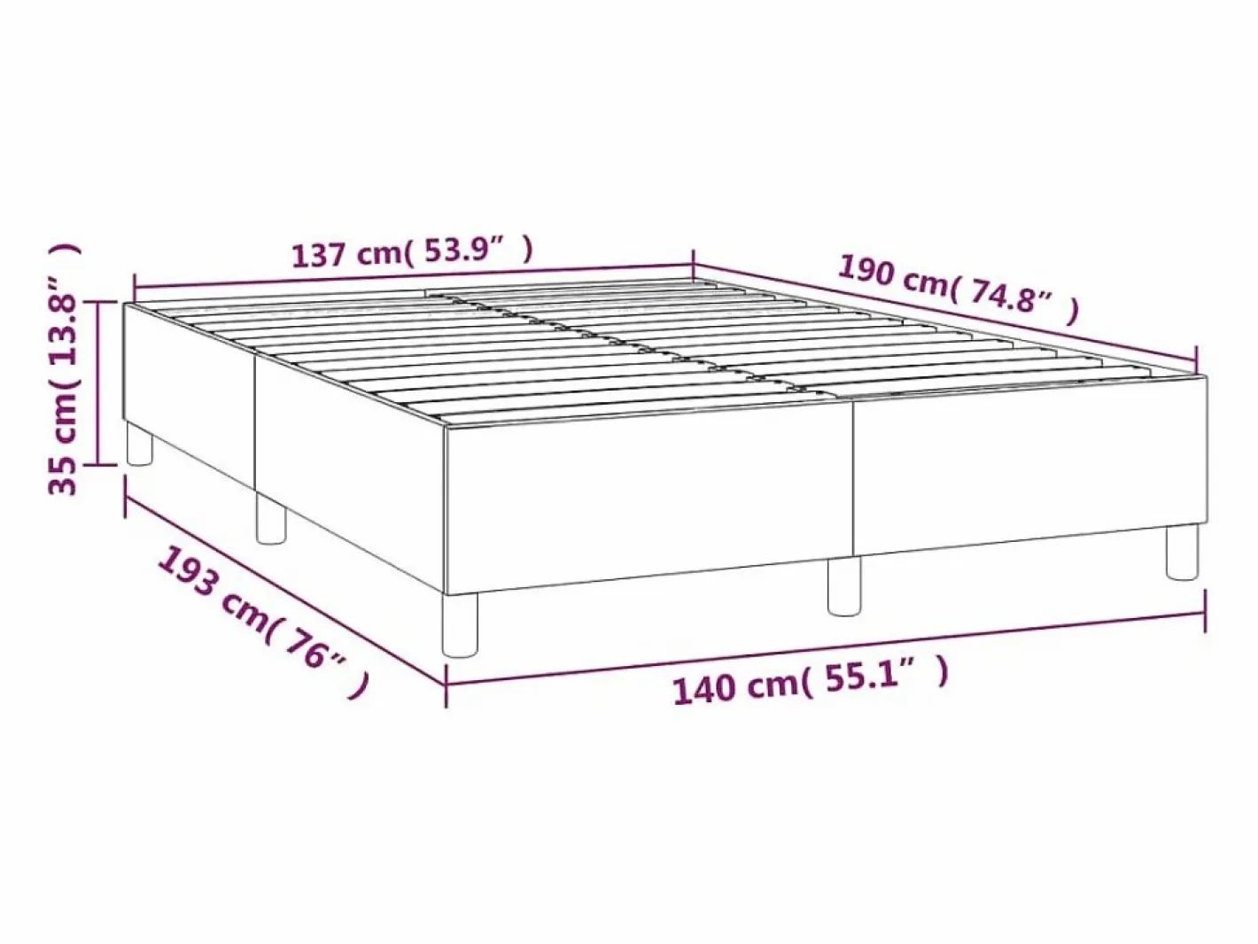 Clicnbuy Somier - 140X190Cm|Estructura de cama box spring tela gris taupe 140x190 cm