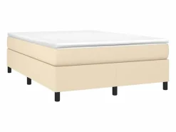 Estructura de cama box spring tela color crema 140x190 cm^Clicnbuy Best