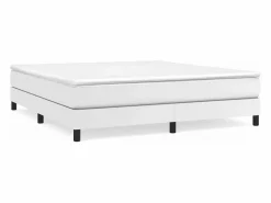 Clicnbuy Somier - 160X200Cm|Estructura de cama box spring cuero sintético blanco 160x200 cm