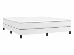 Clicnbuy Somier - 160X200Cm|Estructura de cama box spring cuero sintético blanco 160x200 cm