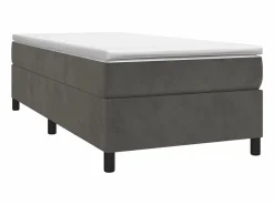 Clicnbuy Somier Tapizado|Estructura de cama box spring terciopelo gris oscuro 90x190 cm