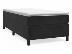 Clicnbuy Somier Tapizado|Estructura de cama box spring terciopelo negro 90x200 cm