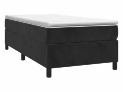 Clicnbuy Somier Tapizado|Estructura de cama box spring terciopelo negro 90x200 cm
