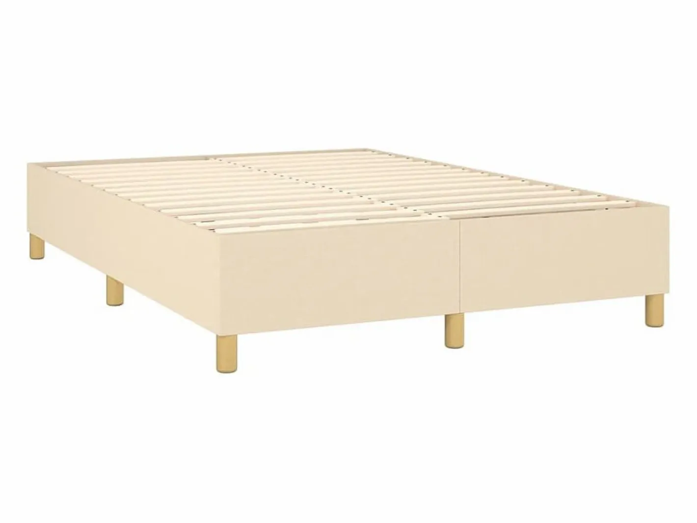 Clicnbuy Somier - 140X190Cm|Estructura de cama box spring tela color crema 140x190 cm
