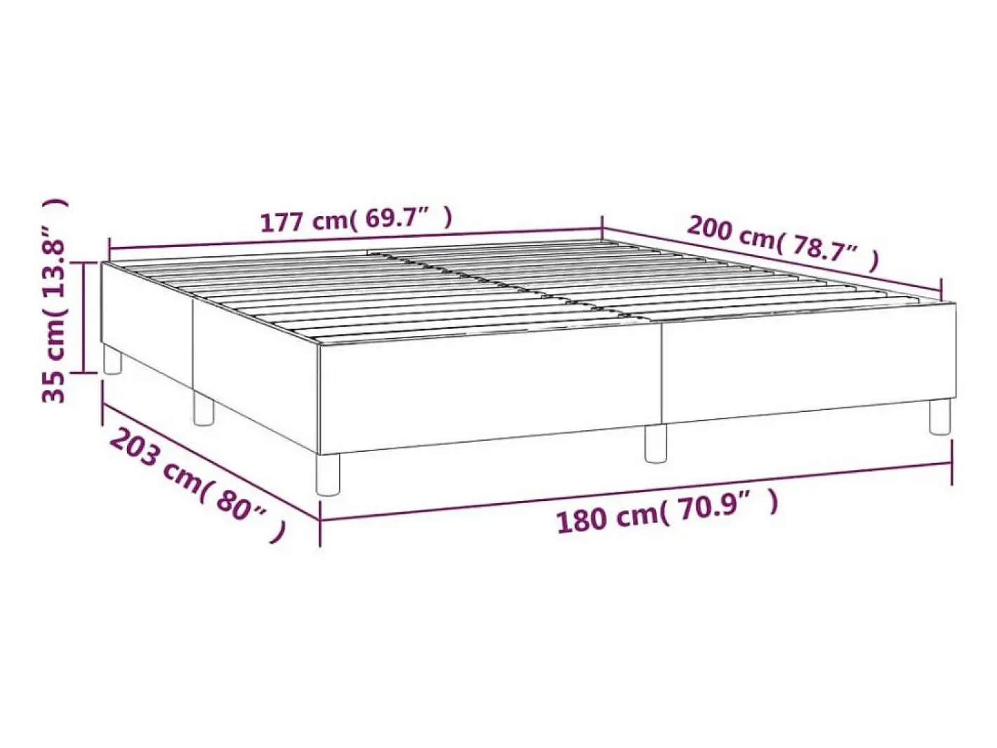 Clicnbuy Somier - 180X200Cm|Estructura de cama box spring terciopelo gris oscuro 180x200 cm