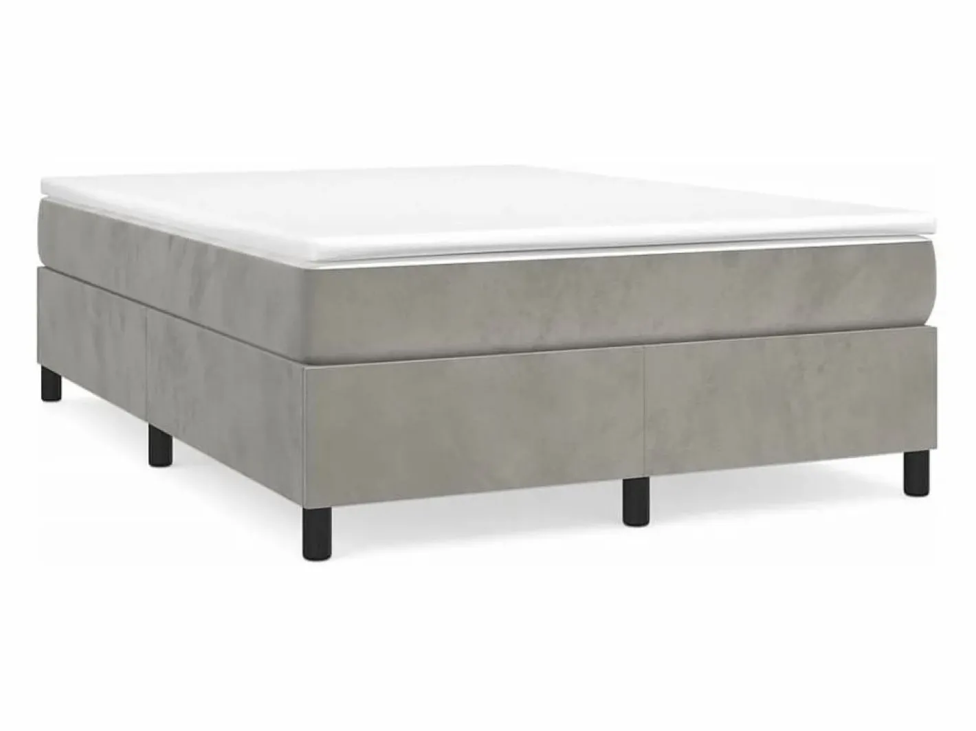 Clicnbuy Somier - 140X190Cm|Estructura de cama box spring terciopelo gris claro 140x190 cm