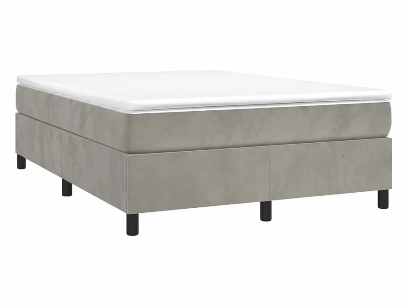 Clicnbuy Somier - 140X190Cm|Estructura de cama box spring terciopelo gris claro 140x190 cm