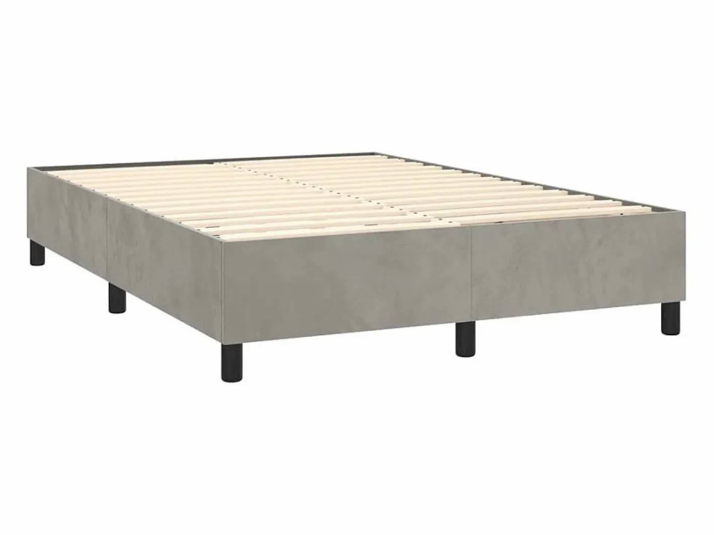 Clicnbuy Somier - 140X190Cm|Estructura de cama box spring terciopelo gris claro 140x190 cm