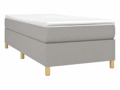 Estructura de cama box spring tela gris claro 90x200 cm^Clicnbuy New