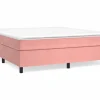 Clicnbuy Somier Tapizado|Estructura de cama box spring terciopelo rosa 200x200 cm