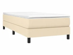 Clicnbuy Somier Tapizado|Estructura de cama box spring tela color crema 100x200 cm
