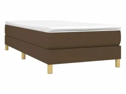 Estructura de cama box spring tela marrón 90x190 cm^Clicnbuy Outlet