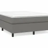 Estructura de cama box spring tela gris oscuro 140x190 cm^Clicnbuy