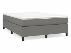 Estructura de cama box spring tela gris oscuro 140x190 cm^Clicnbuy