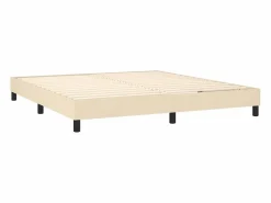 Clicnbuy Somier - 160X200Cm|Estructura de cama box spring tela color crema 160x200 cm