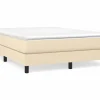 Clicnbuy Somier Tapizado|Somier - 140X190Cm|Estructura de cama box spring tela color crema 140x190 cm