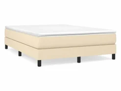 Clicnbuy Somier Tapizado|Somier - 140X190Cm|Estructura de cama box spring tela color crema 140x190 cm