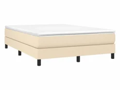 Clicnbuy Somier Tapizado|Somier - 140X190Cm|Estructura de cama box spring tela color crema 140x190 cm