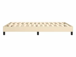 Clicnbuy Somier Tapizado|Somier - 140X190Cm|Estructura de cama box spring tela color crema 140x190 cm