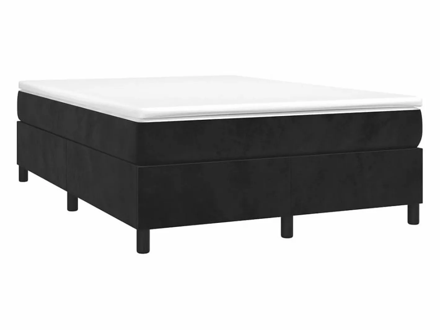 Clicnbuy Somier - 140X190Cm|Estructura de cama box spring terciopelo negro 140x190 cm