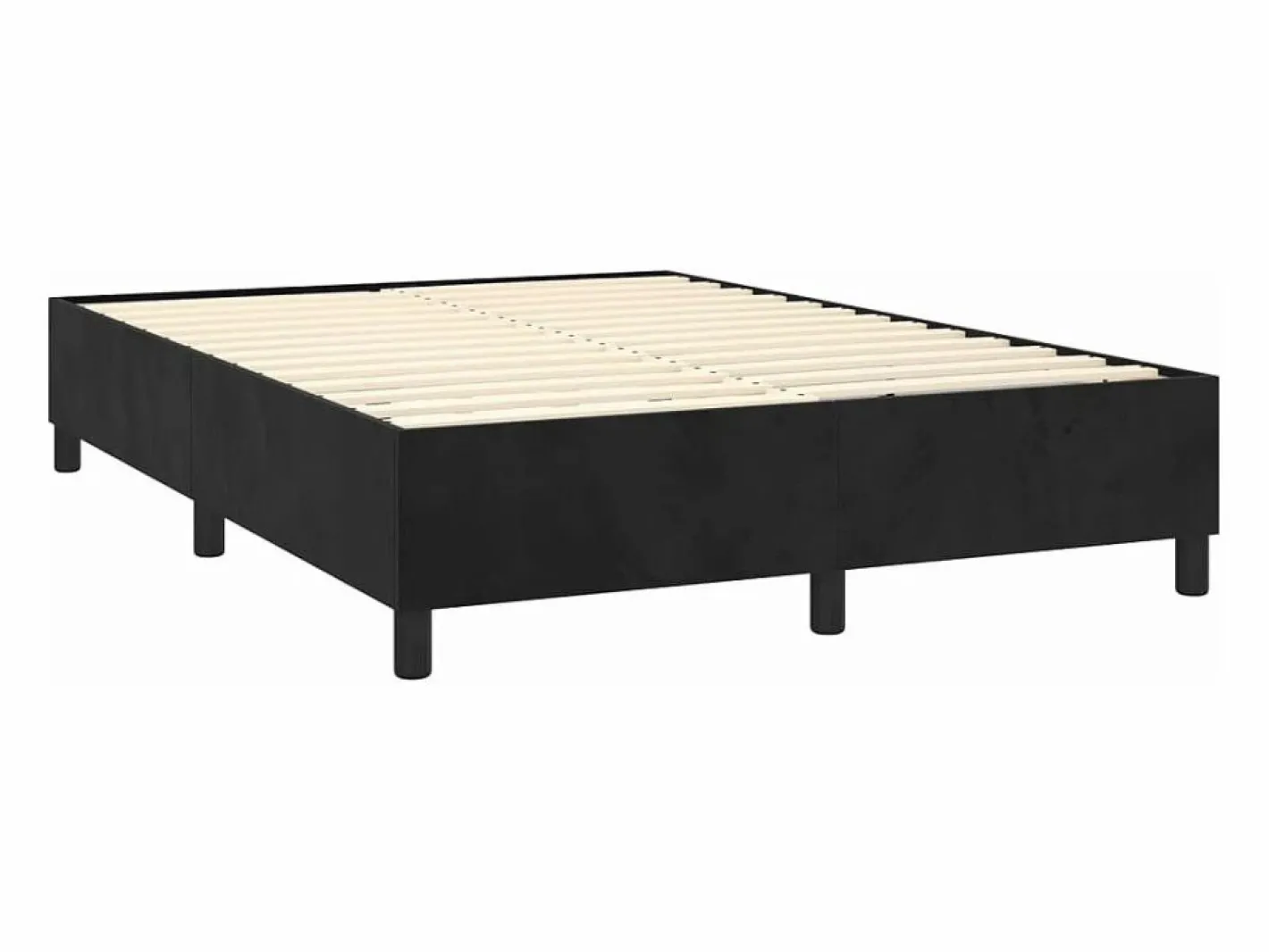 Clicnbuy Somier - 140X190Cm|Estructura de cama box spring terciopelo negro 140x190 cm