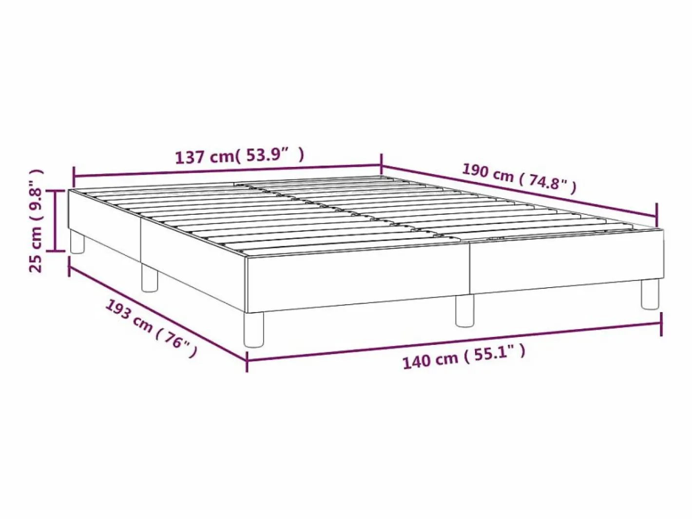Clicnbuy Somier - 140X190Cm|Estructura de cama box spring tela gris claro 140x190 cm