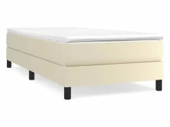 Clicnbuy Estructura de cama box spring cuero sintético 90x190 cm Crema Online