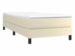 Clicnbuy Estructura de cama box spring cuero sintético 90x190 cm Crema Online