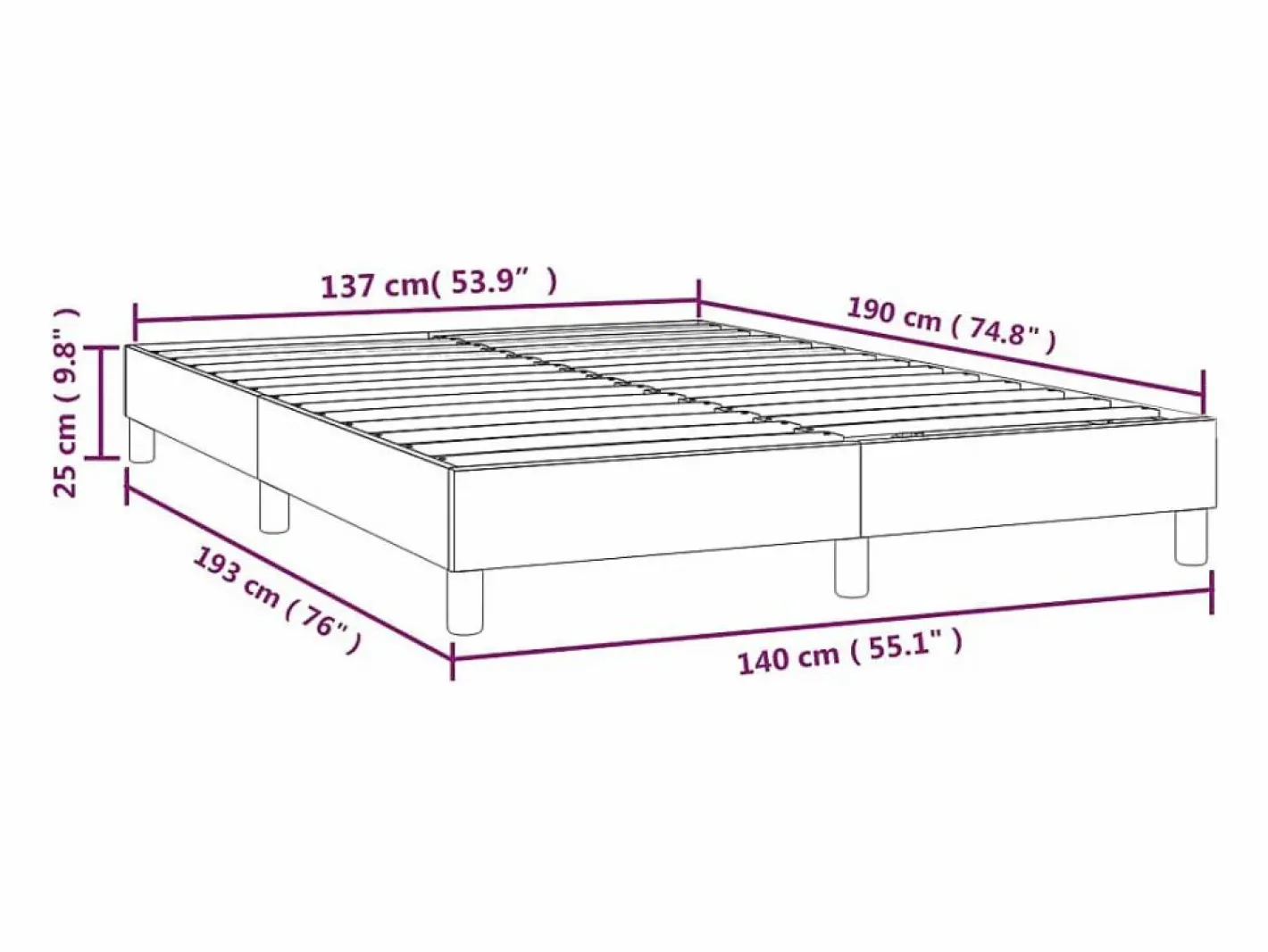 Clicnbuy Somier - 140X190Cm|Estructura de cama box spring tela gris taupe 140x190 cm