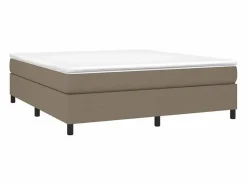 Estructura de cama box spring tela gris taupe 160x200 cm^Clicnbuy New