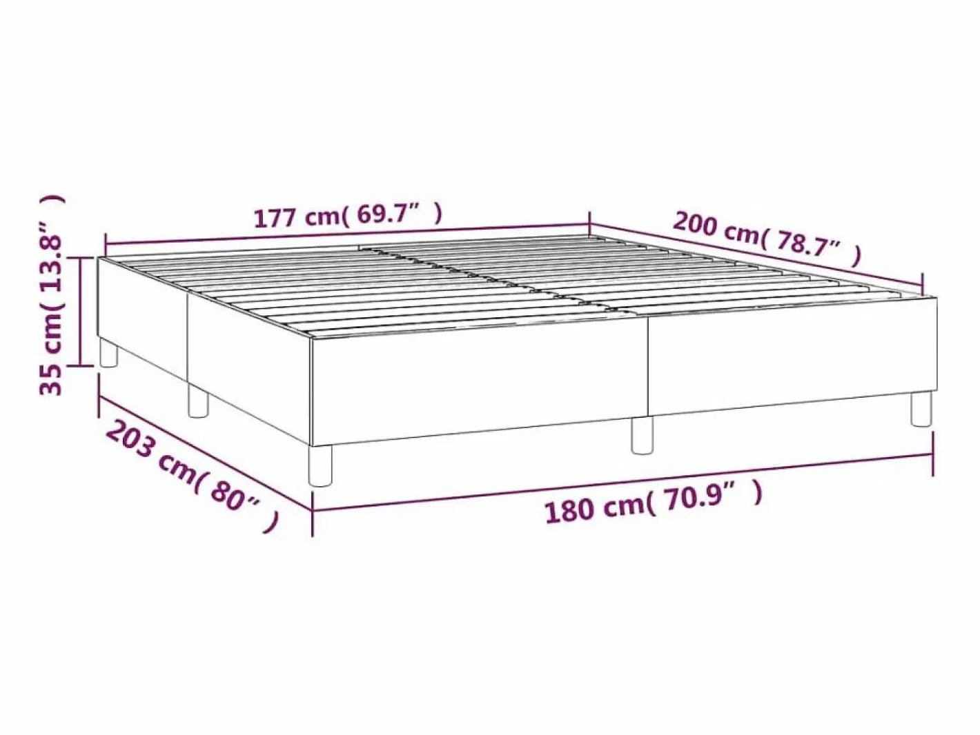 Clicnbuy Somier - 180X200Cm|Estructura de cama box spring terciopelo rosa 180x200 cm