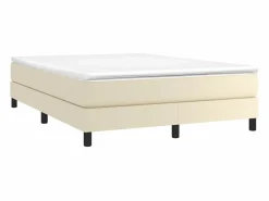 Clicnbuy Estructura de cama box spring cuero sintético 140x200 cm Crema Hot