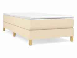 Estructura de cama box spring tela color crema 90x200 cm^Clicnbuy New