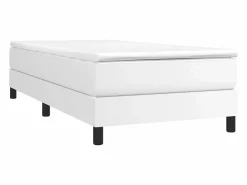 Clicnbuy Estructura de cama box spring cuero sintético blanco 90x190 cm New